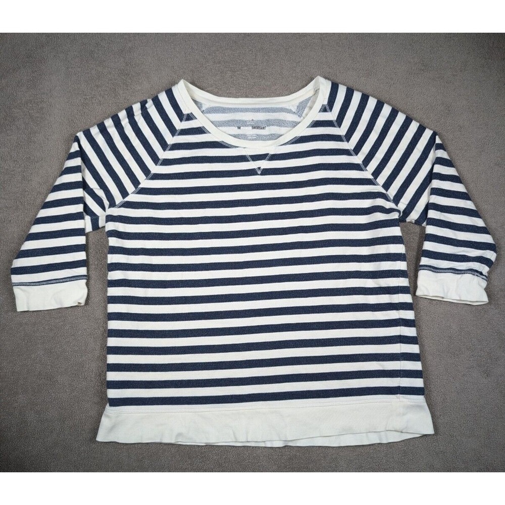 Style & Co Sport The Essential Sweatshirt Woman's Size L Navy Stripped